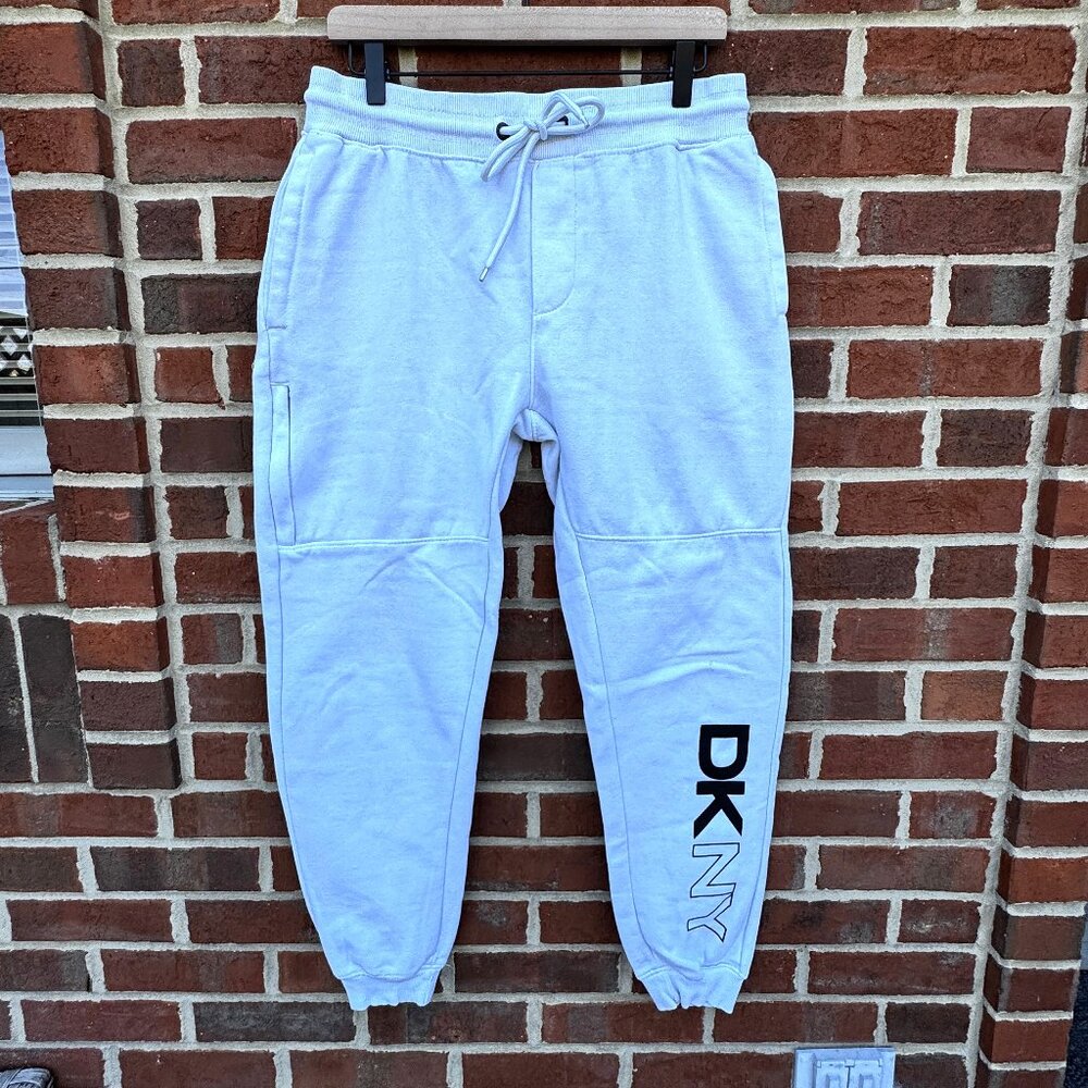 DKNY Sport Logo Joggers Off White Pockets Athleisure Mens Medium